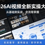 2026 全新 AI 视频创作实战系统课｜从入门基础到落地实战，全流程教学 + 案例实操 + 即学即用