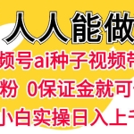 视频号AI种子带货，0粉0保证金就可做，人人能做，实操日入1k+
