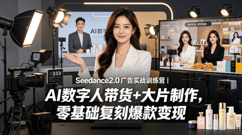 Seedance2.0 零基础到盈利|数字人直播带货 + 爆款广告复刻 训练营