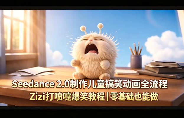 Seedance 2.0 儿童搞笑动画全流程教程 Zizi 打喷嚏爆笑动画 零基础速成