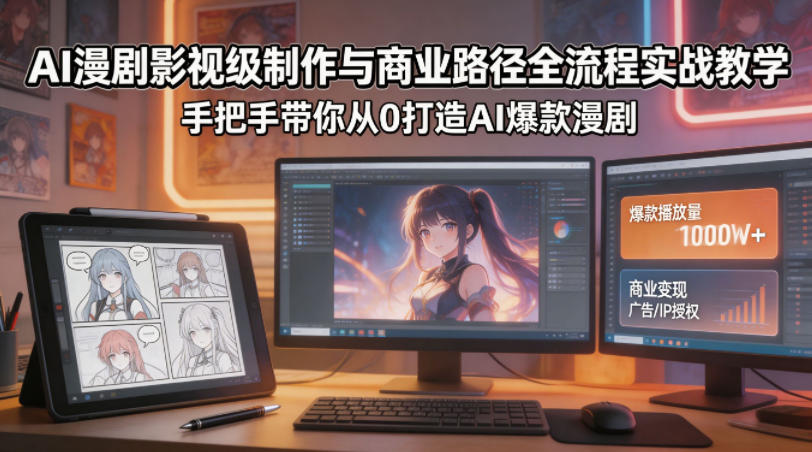 AI 漫剧制作 + 账号运营 + 商业变现全套课程 保姆级手把手教学
