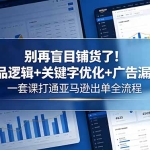 别再盲目铺货了！选品逻辑+关键字优化+广告漏斗，一套课打通亚马逊出单全流程