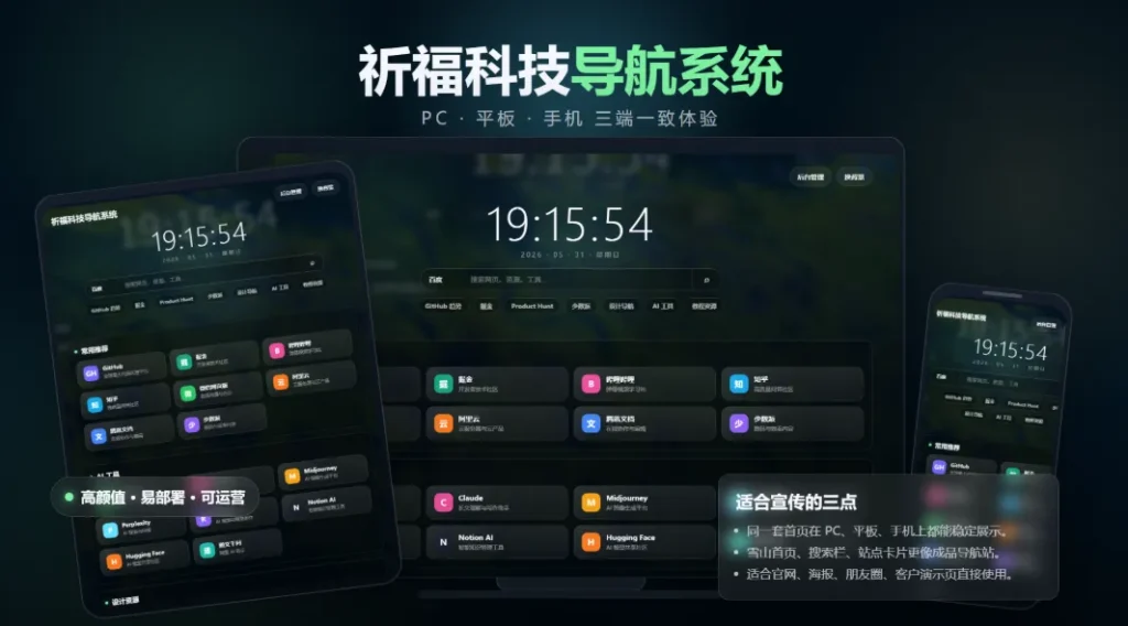 祈福导航网站系统V1.1更新 优化后端控制逻辑和前台UI