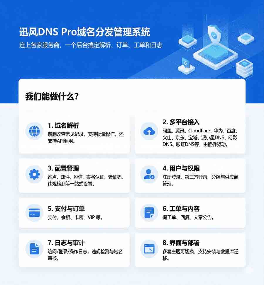 迅风 DNS Pro V2.3.3 系统源码 二级域名分发神器，部署即用